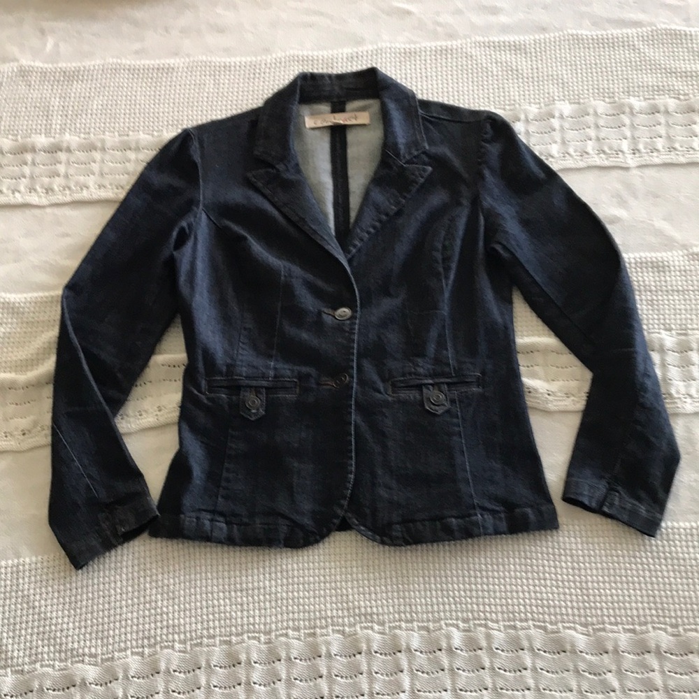 Dark Wash Denim Tailored Jacket - Women's Medium